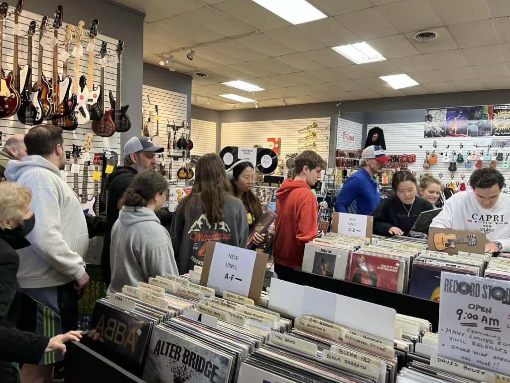 Music City doesn't just sell instruments. They care a huge selection of vinyls, CDs, and cassettes as well.